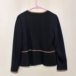 Talbots  Corporate Business Professional Dress Coat Open Black Tan Trim 8 Petite Photo 1