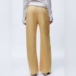 ZARA  Women Yellow Mid Rise‎ Wide Leg Blend Limited Edition Formal Pants Sz M Photo 3