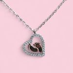 Baby Feet 👣 Heart ♥️Necklace Expecting New Mom Valentine's Day Baby Shower Gifts Silver Photo 3