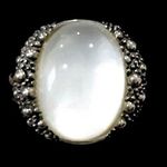 MICHAEL DAWKINS Starry Night Sterling Silver Mother of Pearl Doublet Ring 8 Photo 0