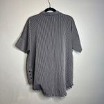 Umgee Boxy Button‎ Down Shirt Top Oversized Size M Fray Hem Half Sleeve Collared Black Size M Photo 5