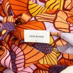 Adrienne  London Floral Satin Print Tie Neck Blouse Large Top Lined‎ Retro Bright Photo 4