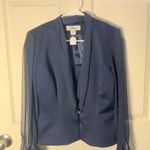 Patra vintage Elegant Navy Blue Skirt Suit with Sheer Sleeves size 12 Photo 4