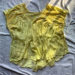Free People Beaded Sequin Floral Star Lace Sheer Flowy Yellow Top Photo 2
