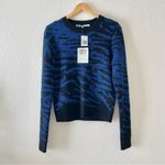 Pam & Gela Blue Metallic tiger Animal Print Sweater Photo 33