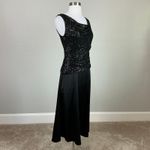 DKNY Sequin and Satin Sleeveless A-Line Midi Cocktail Dress Black Size 4 Photo 1