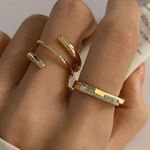 Boutique NEW Women's 14 Gold Filled Bar Simulated Diamond Ring, Adjustable Photo 1