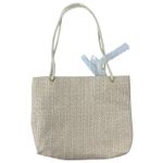 Mazeology Women's Cream Floral Embroidered Straw Lace Shoulder Bag Tote Handbag Photo 1