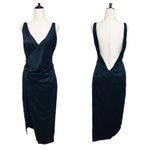 NBD Revolve Micah Black Satin Backless Cocktail.Dress Size Small Thigh Slit New Photo 2