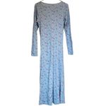 Velvet Torch NWT Blue Floral Long Sleeve Bodycon Maxi Dress - Size: Large Photo 7