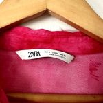 ZARA  Pink Watercolor Tie Dye Button Down Shirt Sz S Photo 2
