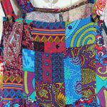 Boho Patchwork Jumpsuit Women's XXL Multicolor Wide Leg Festival Overalls Blue Photo 4