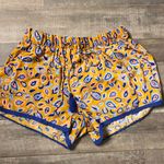 Aerie High Rise Paisley Tassel Lace Shorts Blue Yellow XS Photo 0