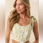 Mine Size S Floral Corset Pastel Sage Green Bow Strap Coquette Feminine Romantic Photo 0
