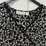 Orvis  Women’s Formal Midi V neck Tie back Black beige neutral leaf dress medium Photo 1