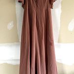 Revelry Gwen Chiffon Bridesmaid Dress Flutter Sleeve Surplice Cinnamon Rose 12 Pink Photo 7