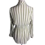 L.I.F.E Love Is For Eternity Striped Long Sleeve Waist Tie Button Down Shirt Size M Photo 76