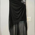 Teeze Me Black Jeweled Elegant Evening Mini Dress with train attached Photo 0