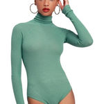 Free People All You Want Waffle Knit Bodysuit Women's XS Alpine Shade Green NWT Photo 0