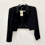 Elie Tahari Long Sleeve Open Front Tuxedo Crop Blazer Jacket Black Women Size 6 Photo 2