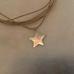 Brown Cord Star Pendant Choker Necklace Tan Photo 3