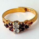 Vintage Sarah Coventry Elegant Gold Red Burgundy Gemstone Adjustable Ring Photo 1