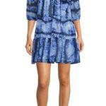 Calvin Klein NWT Tie-Dye Blue V-Neck Wrap Tiered Mini Dress Photo 0