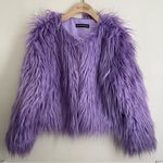 Lavender Faux Fur Shaggy Coat Jacket AILUBAODAN– Size S Purple Photo 8