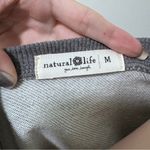 Natural Life  Happy Smiley Face Sweatshirt Crop Gray Medium Flowers Daisy Photo 4