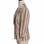 Soho Apparel Striped Linen One Button Ruched Sleeve Blazer White Orange Medium Photo 7