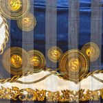 None Vintage Astrology Scarf Navy/Gold 30x30 Photo 4