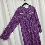 Eileen West Purple Floral Long Sleeve Short Nightgown Sz.L Size L Photo 4