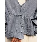 Altar'd State CNV) NWT XS Blouse Top Ruffle Blue Short Sleeve Peplum V Back New Photo 2