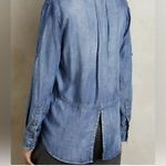 Cloth & Stone  Anthropologie Size M Chambray Denim Button Front Shirt Split Back Photo 1