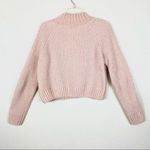 H&M Light Pink Chunky Knit Chenille Mockneck Sweater Photo 3