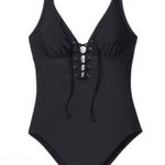 Adore Me NWOT Black Padded Lace-Up One Piece Photo 1
