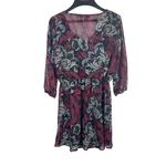 Bebop Pullover Sheer Line 3/4 Elastic Cuff & Waist A-line Vneck Paisley Dress S Photo 1