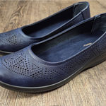 Easy Street  Womens Tex Comfort Flats Faux Leather Perforated Navy 10M Shoes Photo 0