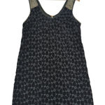 Free People Velvet Mini Dress Black Floral Beaded Sleeves Size 6 Eyelet Flapper Photo 0