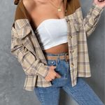 SheIn Colorblock Flannel Plaid Button Front Shirt Photo 0