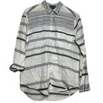 Michael Stars  Button Down Shirt 100% Cotton Roll Tab Sleeve Striped White Small Photo 0