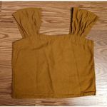 2pc Coord Fitted Button Up Tank Shorts Sz S Mustard Yellow Cottage Peasant Boho Photo 4