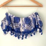 Parisian  Collection Blue Fringe Off Shoulder Tassle Short Cropped Set 8-10 Photo 12