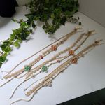 3 Boho Long Lace Leather Ribbon and Chain Hair Clip Gold Photo 1