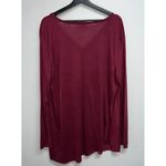 Wonderly Womens V-neck Long Sleeve Tee Split Hem Plus Size 1X Maroon Top Shirt Photo 2