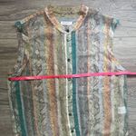 Equipment Femme Pastel Gray Snakeskin Sheer Raw Hem Tunic Button Down Top Size L Photo 8