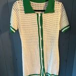 SheIn Green and White Crochet Button-Up Dress. Sz Medium Photo 2