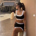 NEW MORE TO COME Jeyne Skirt Set in Black & White Photo 2