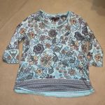 Gloria Vanderbilt Floral Patterned 3/4 Sleeve Top Y2K large shirt t-shirt Photo 0