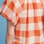 Maeve Anthropologie Orange And White Gingham Flare Sleeve Blouse Size XS Photo 1